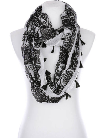 SCARF   ELEPHANT PRINT  KYF99004ETBLK - Scarvesnthangs
 - 2