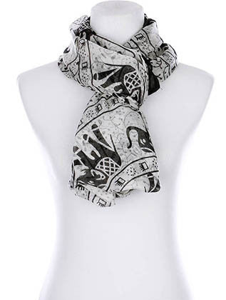 SCARF   ELEPHANT PRINT  KYF99004ETGRY - Scarvesnthangs
 - 3