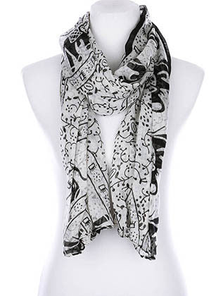 SCARF   ELEPHANT PRINT  KYF99004GRY