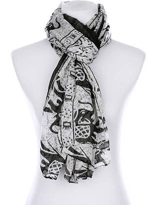 SCARF   ELEPHANT PRINT  KYF99004GRY - Scarvesnthangs
 - 3