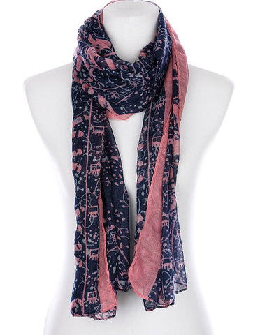 SCARF   ELEPHANT PRINT  KYF99004NVY - Scarvesnthangs
 - 2