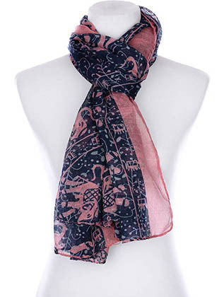 SCARF   ELEPHANT PRINT  KYF99004NVY - Scarvesnthangs
 - 3