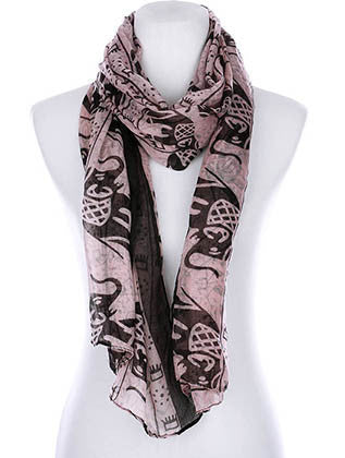 SCARF   ELEPHANT PRINT  KYF99004PNK - Scarvesnthangs
 - 1