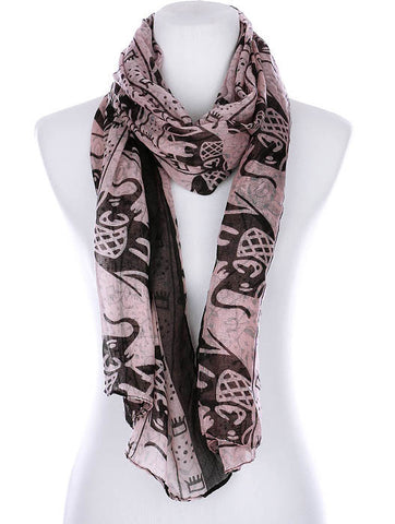 SCARF   ELEPHANT PRINT  KYF99004PNK - Scarvesnthangs
 - 2