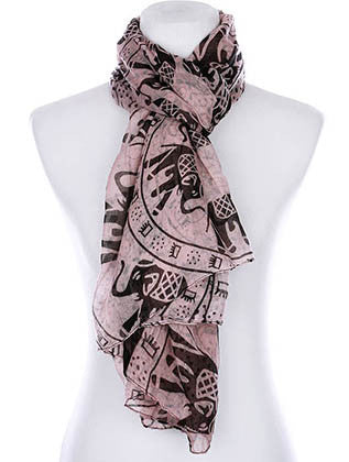 SCARF   ELEPHANT PRINT  KYF99004PNK - Scarvesnthangs
 - 3