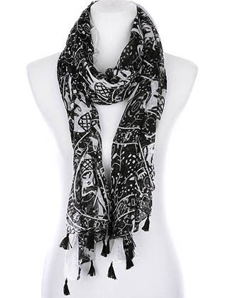 SCARF   ELEPHANT PRINT  KYF99004TBLK - Scarvesnthangs
 - 1