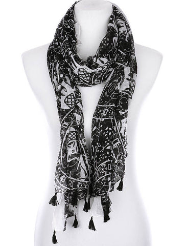SCARF   ELEPHANT PRINT  KYF99004TBLK - Scarvesnthangs
 - 2