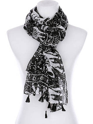 SCARF   ELEPHANT PRINT  KYF99004TBLK - Scarvesnthangs
 - 3