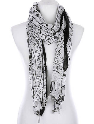 SCARF   ELEPHANT PRINT  KYF99004TGRY - Scarvesnthangs
 - 1