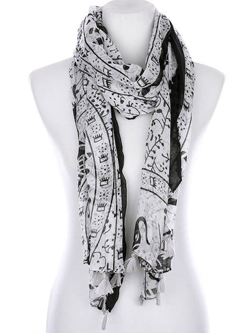 SCARF   ELEPHANT PRINT  KYF99004TGRY - Scarvesnthangs
 - 2