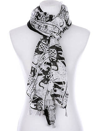 SCARF   ELEPHANT PRINT  KYF99004TGRY - Scarvesnthangs
 - 3