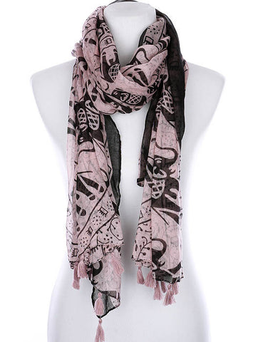 SCARF   ELEPHANT PRINT  KYF99004TPNK - Scarvesnthangs
 - 2