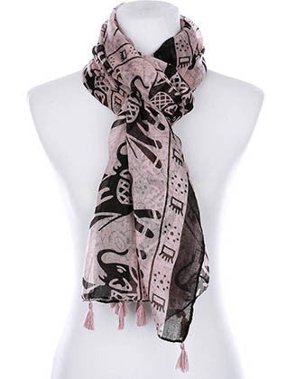 SCARF   ELEPHANT PRINT  KYF99004TPNK - Scarvesnthangs
 - 3