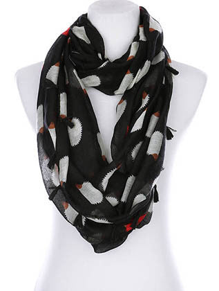 SCARF   HEDGEHOG PRINT  KYF99006ETBLK - Scarvesnthangs
 - 1