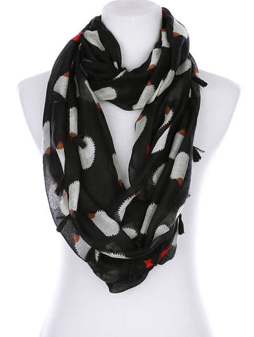 SCARF   HEDGEHOG PRINT  KYF99006ETBLK - Scarvesnthangs
 - 2