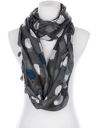 SCARF   HEDGEHOG PRINT  KYF99006ETGRY - Scarvesnthangs
 - 1