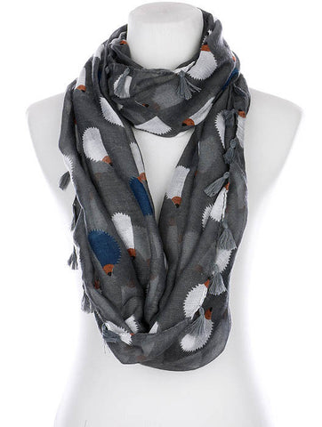 SCARF   HEDGEHOG PRINT  KYF99006ETGRY - Scarvesnthangs
 - 2