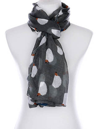 SCARF   HEDGEHOG PRINT  KYF99006ETGRY - Scarvesnthangs
 - 3