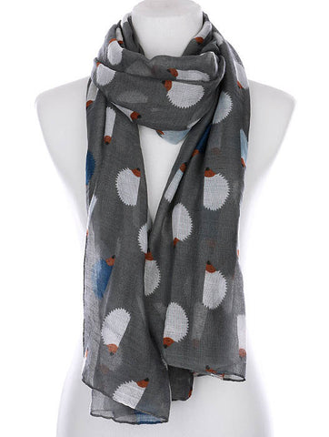 SCARF   HEDGEHOG PRINT  KYF99006GRY - Scarvesnthangs
 - 2