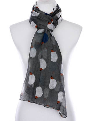 SCARF   HEDGEHOG PRINT  KYF99006GRY - Scarvesnthangs
 - 3