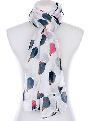 SCARF   HEDGEHOG PRINT  KYF99006IVY - Scarvesnthangs
 - 3