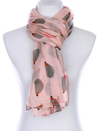 SCARF   HEDGEHOG PRINT  KYF99006PNK - Scarvesnthangs
 - 3