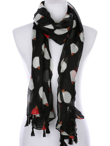 SCARF   HEDGEHOG PRINT  KYF99006TBLK - Scarvesnthangs
 - 2