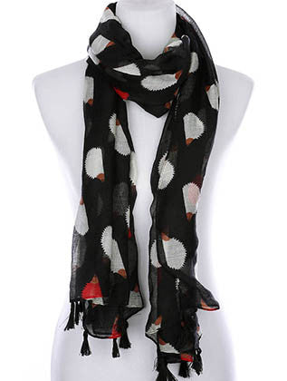 SCARF   HEDGEHOG PRINT  KYF99006TBLK