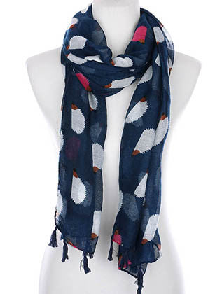 SCARF   HEDGEHOG PRINT  KYF99006TNVY - Scarvesnthangs
 - 1