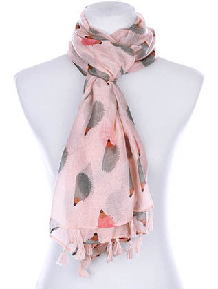 SCARF   HEDGEHOG PRINT  KYF99006TPNK - Scarvesnthangs
 - 3