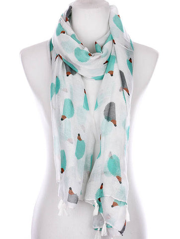 SCARF   HEDGEHOG PRINT  KYF99006TWHT - Scarvesnthangs
 - 2