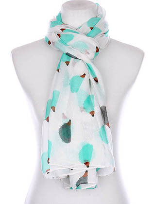 SCARF   HEDGEHOG PRINT  KYF99006WHT - Scarvesnthangs
 - 3