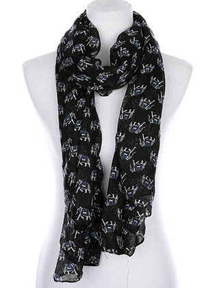 SCARF   ELEPHANT PRINT  KYF99007BLK - Scarvesnthangs
 - 1