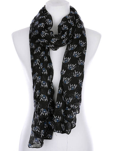 SCARF   ELEPHANT PRINT  KYF99007BLK - Scarvesnthangs
 - 2