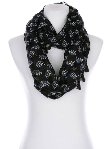 SCARF   ELEPHANT PRINT  KYF99007ETBLK - Scarvesnthangs
 - 2