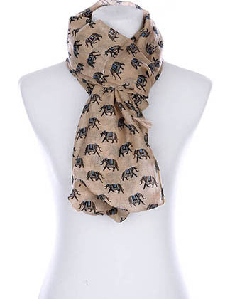 SCARF   ELEPHANT PRINT  KYF99007ETBRO - Scarvesnthangs
 - 3