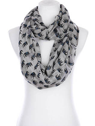 SCARF   ELEPHANT PRINT  KYF99007ETGRY - Scarvesnthangs
 - 1