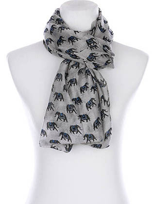 SCARF   ELEPHANT PRINT  KYF99007ETGRY - Scarvesnthangs
 - 3