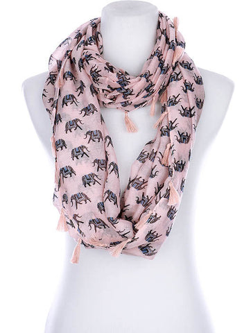 SCARF   ELEPHANT PRINT  KYF99007ETPNK - Scarvesnthangs
 - 2