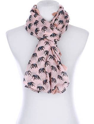 SCARF   ELEPHANT PRINT  KYF99007ETPNK - Scarvesnthangs
 - 3