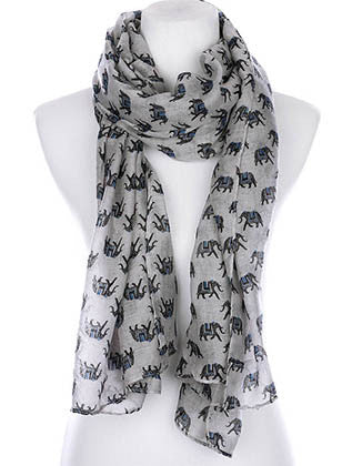 SCARF   ELEPHANT PRINT  KYF99007GRY