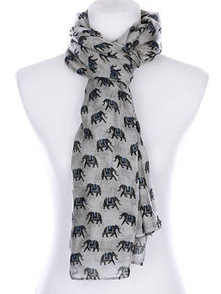 SCARF   ELEPHANT PRINT  KYF99007GRY - Scarvesnthangs
 - 3