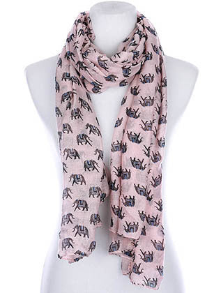 SCARF   ELEPHANT PRINT  KYF99007PNK