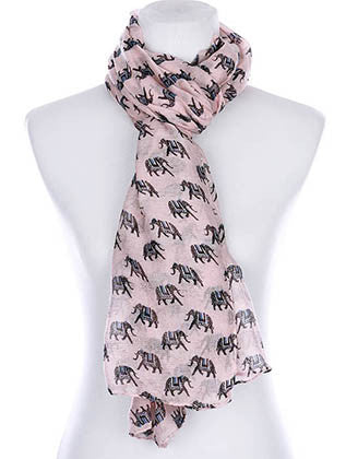 SCARF   ELEPHANT PRINT  KYF99007PNK - Scarvesnthangs
 - 3