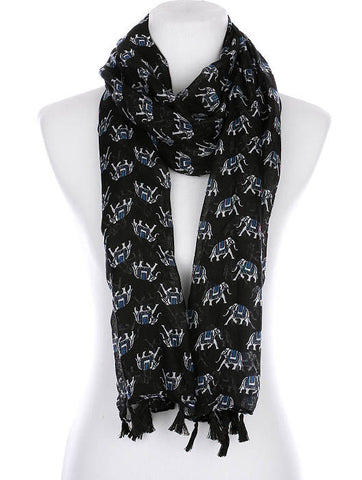 SCARF   ELEPHANT PRINT  KYF99007TBLK - Scarvesnthangs
 - 2