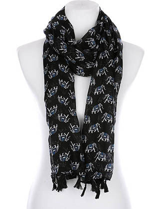 SCARF   ELEPHANT PRINT  KYF99007TBLK