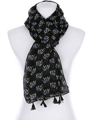 SCARF   ELEPHANT PRINT  KYF99007TBLK - Scarvesnthangs
 - 3