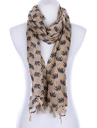 SCARF   ELEPHANT PRINT  KYF99007TBRO - Scarvesnthangs
 - 1