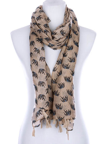 SCARF   ELEPHANT PRINT  KYF99007TBRO - Scarvesnthangs
 - 2