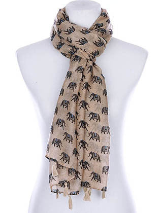 SCARF   ELEPHANT PRINT  KYF99007TBRO - Scarvesnthangs
 - 3